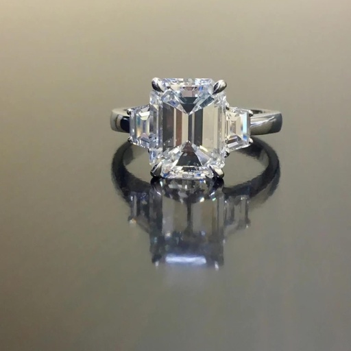 Emerald Cut Three Stone Engagement Ring for Women