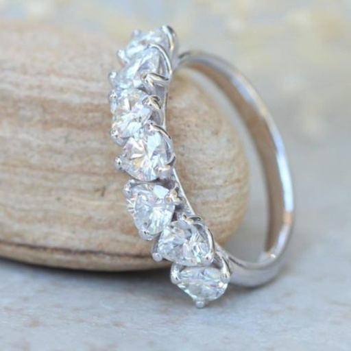 Heart Diamond Band Engagement Ring for Women