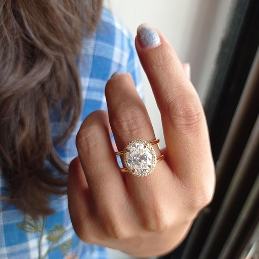 Oval Cut Diamond Hidden Halo Unique Style Anniversary Ring For Women