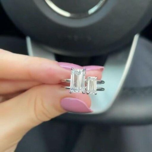 Emerald Diamond Toi Et Moi Ring for Women