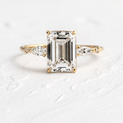 Emerald Diamond 5 Stone Engagement Ring for Women