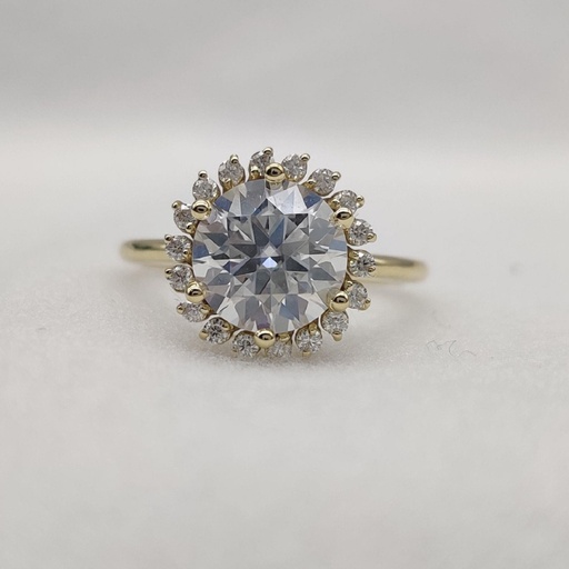 Round Cut Stone Halo Engagement Ring for Women
