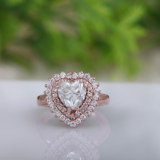 Heart Cut Stone Halo Wedding Ring for Women