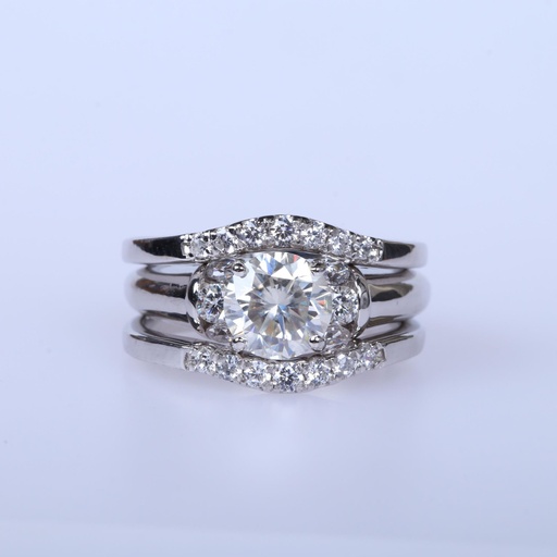 Round Cut Stone Wedding Bridal Set Ring for Women