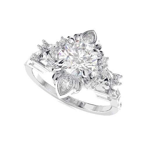 Round Diamond Fancy Engagement Ring for Women