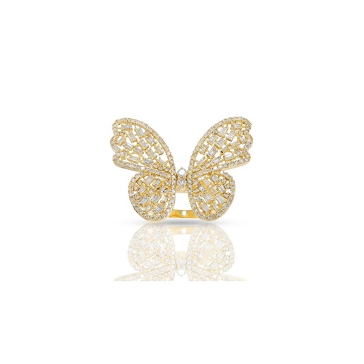 Baguette And Round Cut Diamond Butterfly Style Art deco Ring for Women