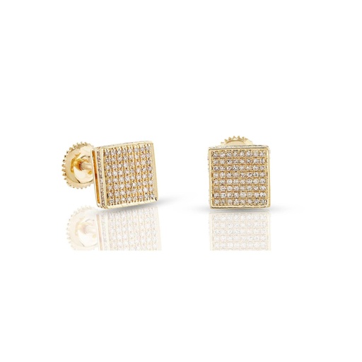 Round Cut Diamond Square Shape Unique Stud Earrings For Women