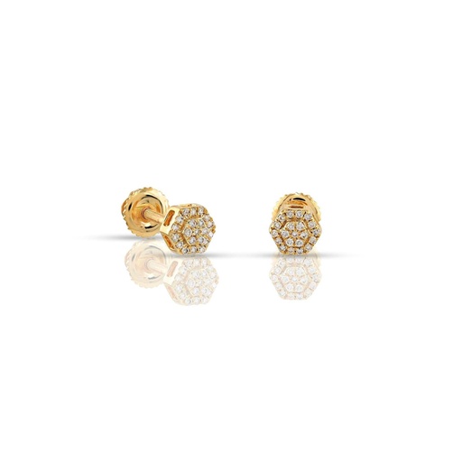 Round Cut Diamond Hexagon Shape Stud Earrings For Women