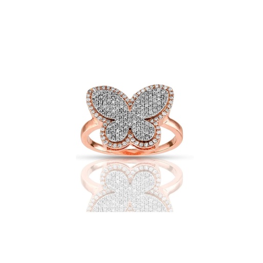 Round Cut Diamond Butterfly Style Art Deco Gift Ring for Women