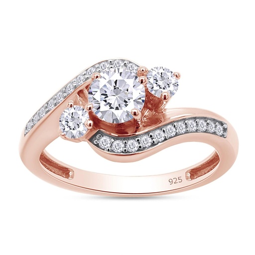 Round Cut Diamond 3 Stone Unique Style Anniversary Ring for Women