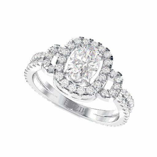 1.00CT Oval Diamond Halo Style Unique Engagement Ring for Women