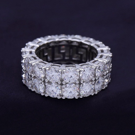 Round Cut Diamond 2 Row Full Eternity Wedding Band For Women
