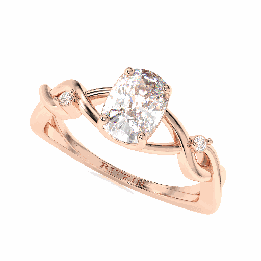 Elongated Cushion Diamond 3 Stone Twisted Engagement Ring for Women