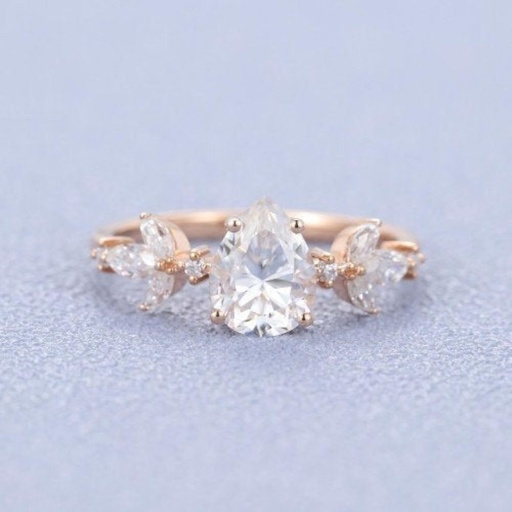 Pear cut marquise rose gold Ring shape Vintage eternity Unique engagement ring anniversary gift women bridal ring  gift