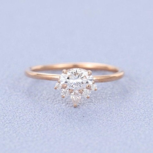 Oval cut Moissanite engagement ring vintage rose gold Unique engagement ring for women Pear round oval shaped Bridal Anniversary gift