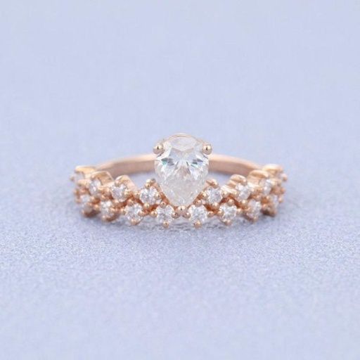 Art deco ring Pear Shaped Wedding Band Women Rose Gold Moissanite Bridal Stacking Diamond Eternity Matching Band Dainty Ring Delicate unique