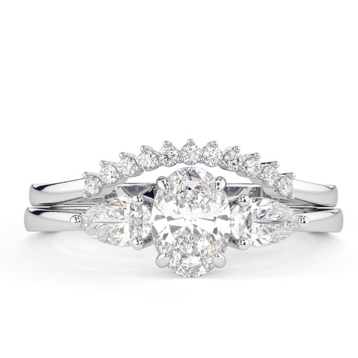 Oval Cut Diamond 3 Stone Unique Bridal Set For Women