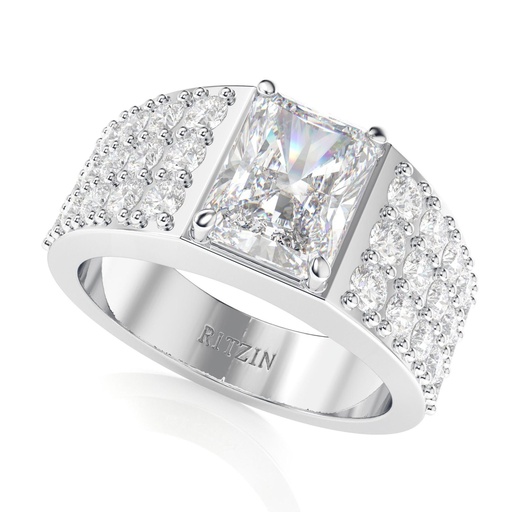 1.00 CT Radiant Cut Eco-Friendly Diamond Men's Ring With Accents Set