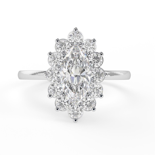  2.00CT Bridal Ring Marquise Halo style 14K White Gold Lab Grown Diamond Engagement Ring - Yali model
