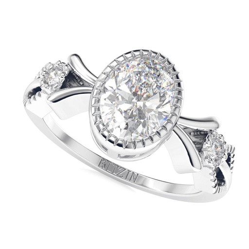 1.00CT Oval Diamond 3 stone Engagement Ring for Her