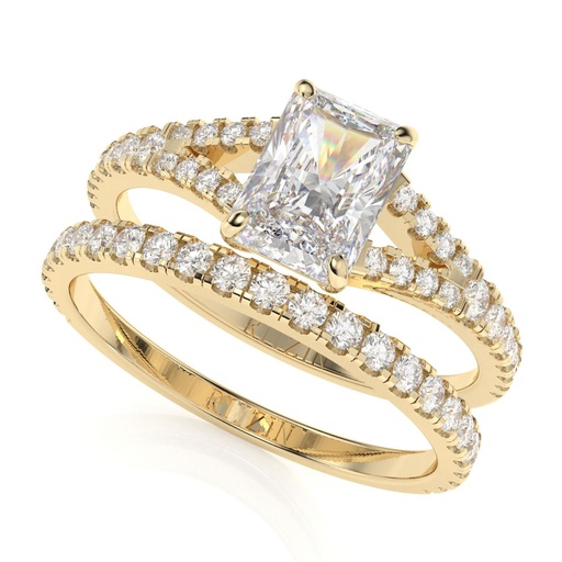 2.00CTUnique Engagement Ring Set  Radiant Engagement Ring With Matching Thin Rose Gold Eternity Band Gift For Her Bridal Set Ring