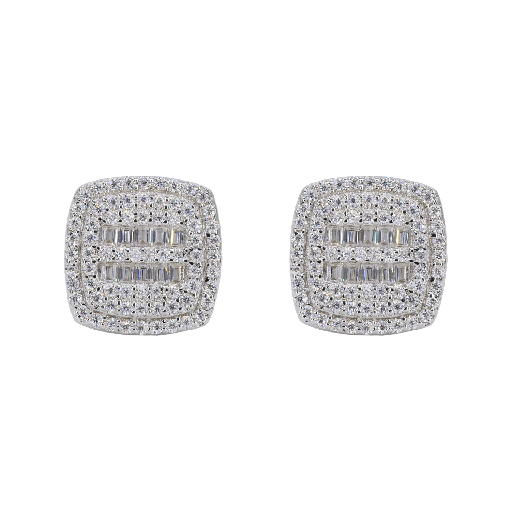 Baguette Middle Cushion VVS Moissanite Daimond Earrings