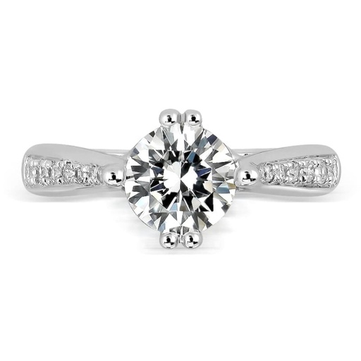 Round Cut Diamond Solitaire With Accent Engagement Ring For Women