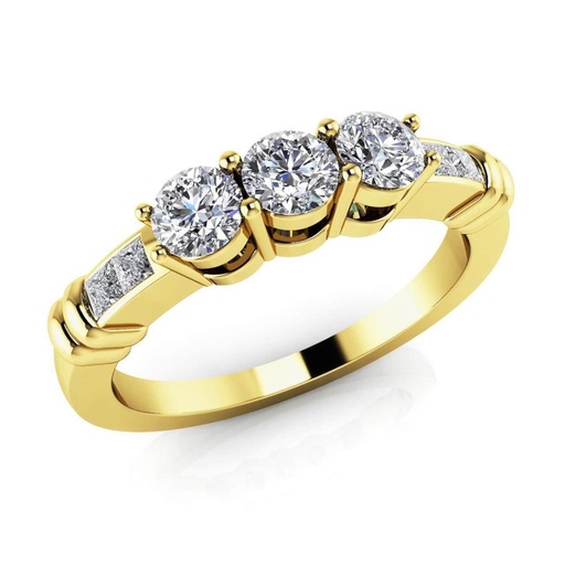 Round Cut Seven Stone Ring in 925 Sterling Silver Ring  For Engagement