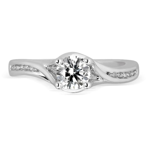Round Cut Diamond Unique Style Solitaire With Accents Engagement Ring for Women