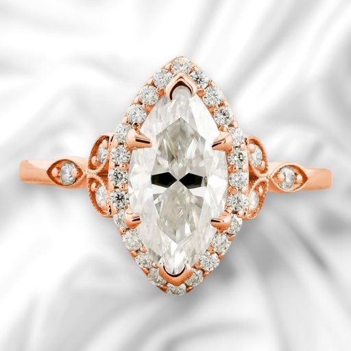 Marquise Cut Diamond Halo Unique Style Anniversary Ring for Women