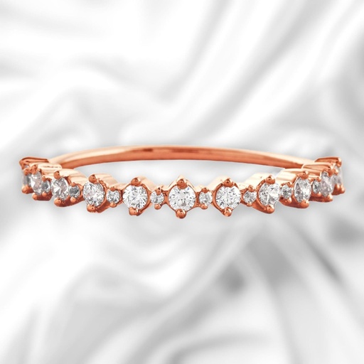 Round Cut Diamond Half Eternity Wedding Band For Women