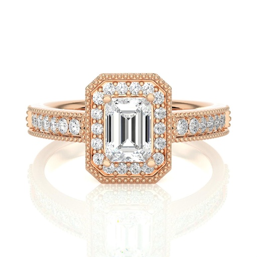 Halo Emerald Cut In 925 Sterling Silver Ring For Engagement