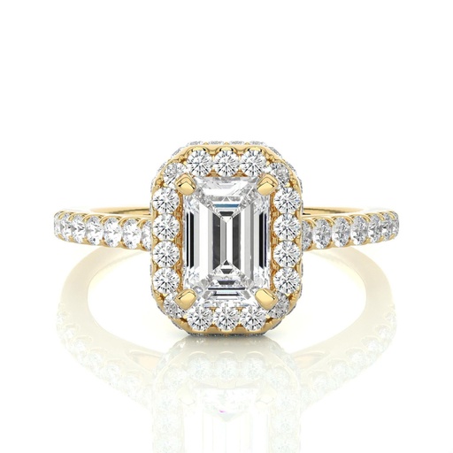 Emerald Cut Diamond Hidden Halo With Accents Anniversary Ring for Women