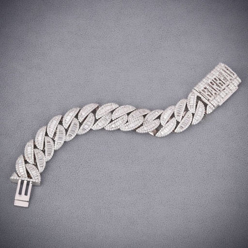 8 inch 20 mm cuban baguette and round diamond bracelet