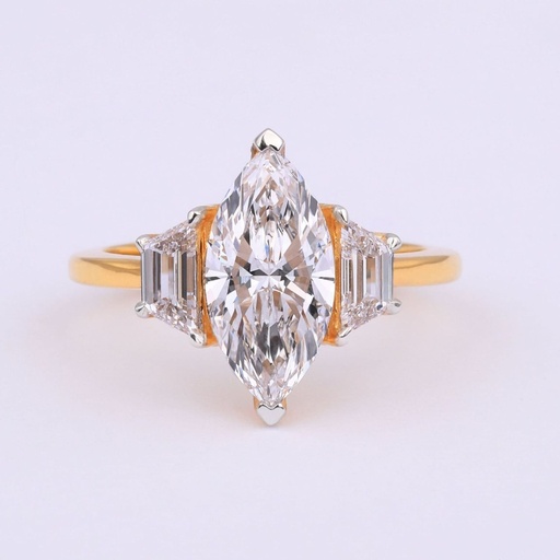 2.90 CT Marquise & Trapezoid Diamond Solitaire Ring For Women
