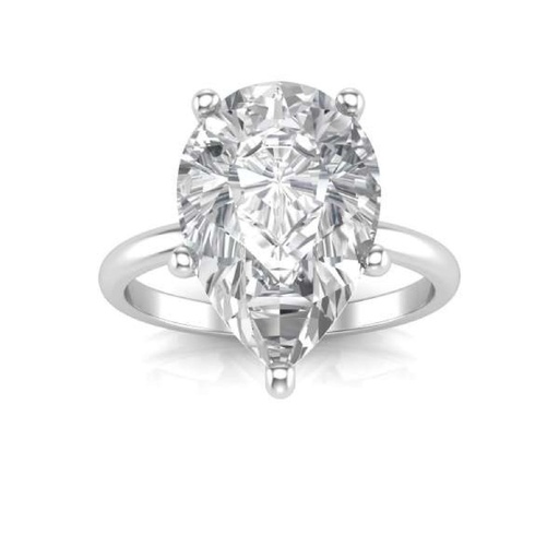 Solitaire Pear Cut White Moissanite In 925 Sterling Silver Ring For Women's Engagement