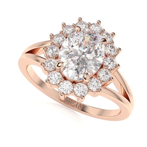 1.00ctOval Cut Diamond Halo Style Engagement Ring for Women