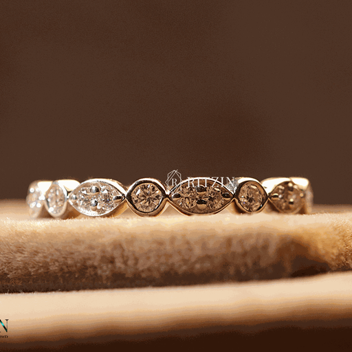 Round Cut Diamond Half Eternity Wedding Band For Women