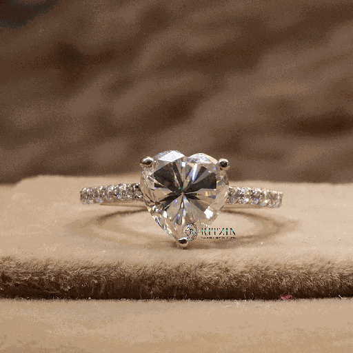 Heart And Round Cut Solitaire With Accent Engagement Ring For Women