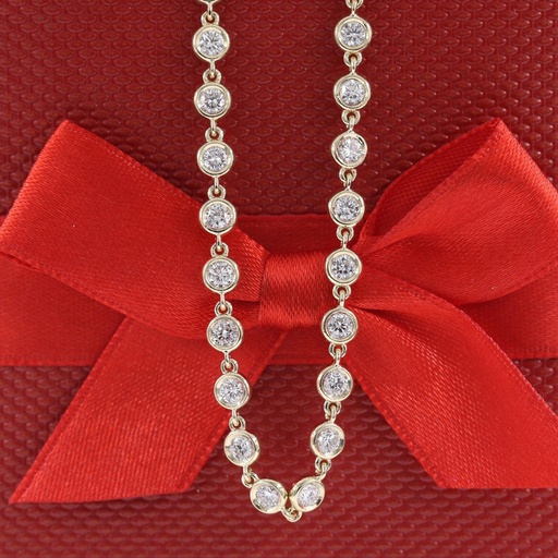 6.00MM Round Cut Diamond Bezel Setting Tennis Chain For Women