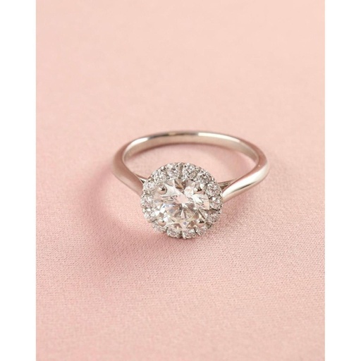 Halo VVS-VS Clarity Round Cut LGD In 10K Gold Ring For Engagement