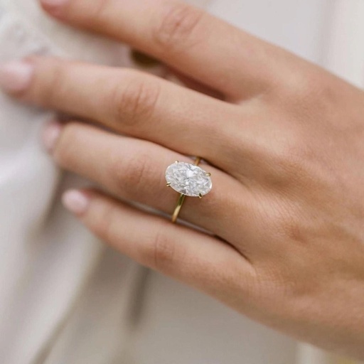 Solitaire VVS-VS Clarity Oval Cut LGD In 10K Gold Ring For Engagement