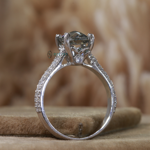 1.50 Carat Off White Gray Rose Round Cut Diamond Vintage Style Prong Set Wedding Ring For Women