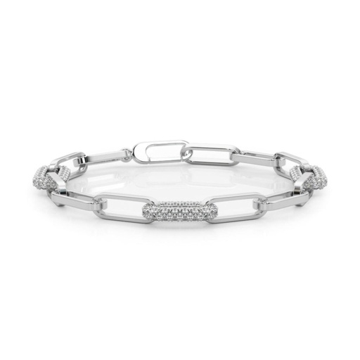 Round Cut Diamond Paper Clip Tennis Bracelet For Women
