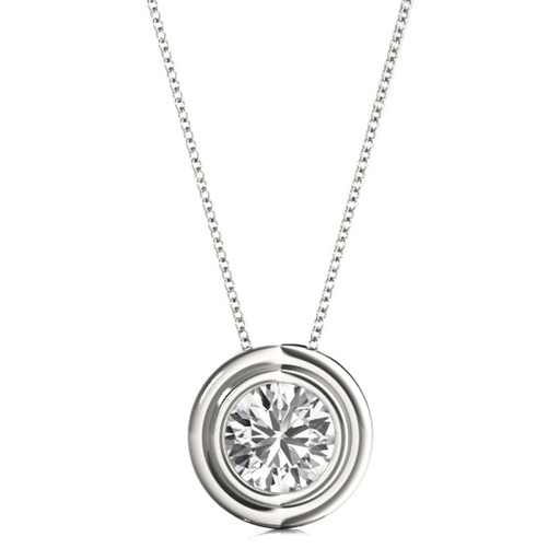 7.00MM Round Cut Diamond Regalia Bezel Charm Pendant For Women
