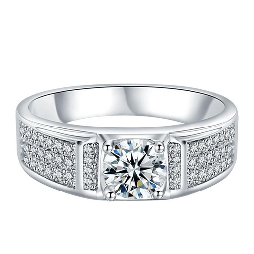  Men Ring 18K White Gold Plated Silver.
