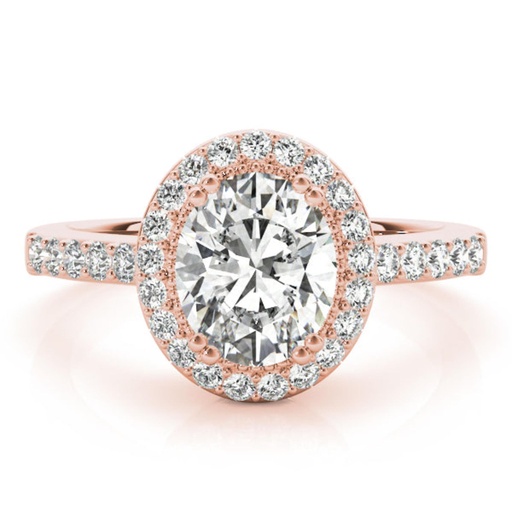 Oval And Round Cut Diamond Halo With Accent Style Engagement Ring For Women