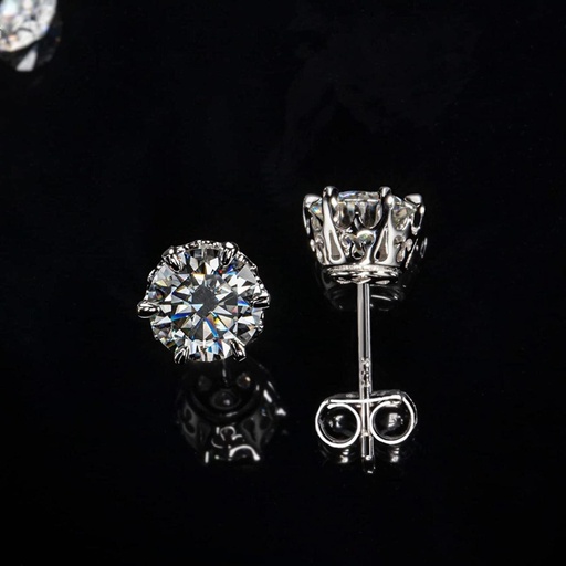  Round Cut White Cubic Zirconia 925 Sterling Silver Stud Earrings For Women