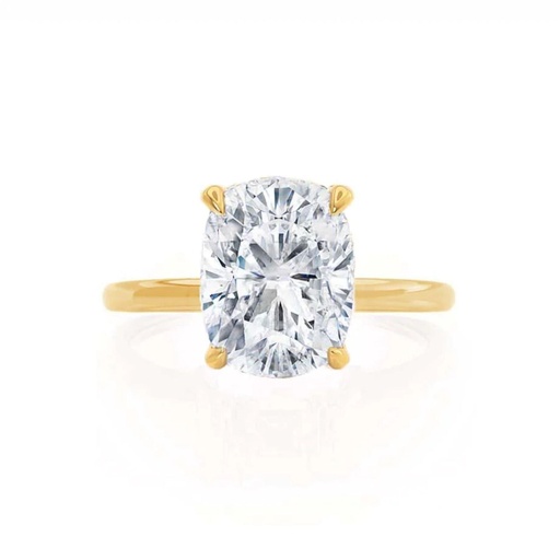 Hidden Halo White Elongated Cushion And Round Cut Cubic Zirconia In 925 Sterling Silver Ring For Engagement