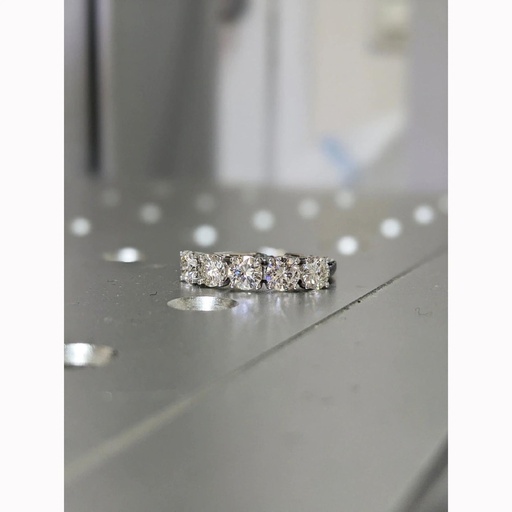 5 Stone White Round Cut Cubic Zirconia In 925 Sterling Silver Ring For Engagement
